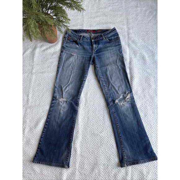 Miss Sixty 60 Vintage Y2K Blue Denim Extra Low Rise Flare Jeans Size 30 - Picture 1 of 9